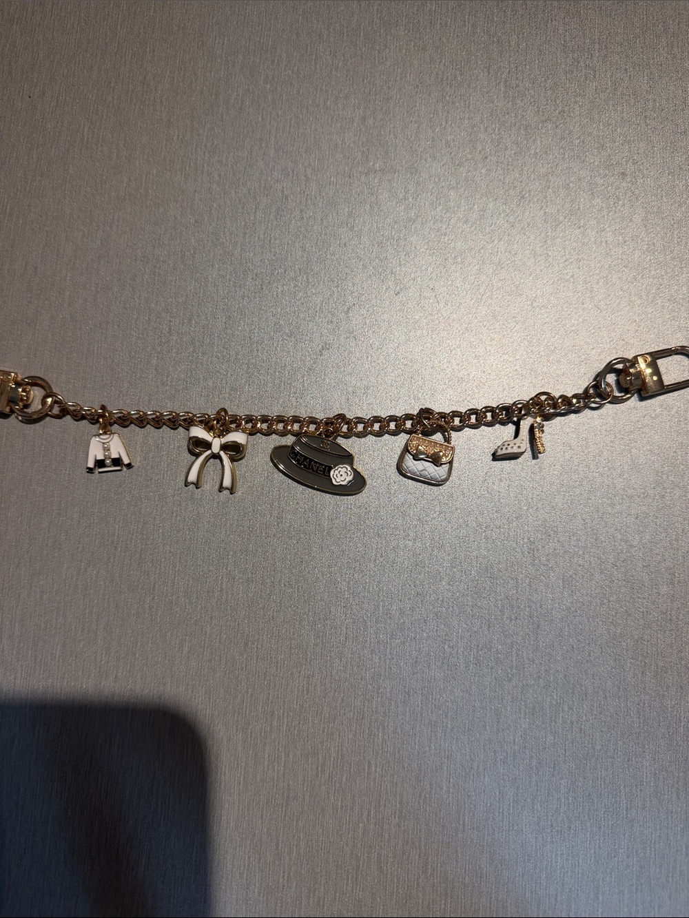 Inspired Charm Key & Bag Charm Chain with White Enamel Accents
